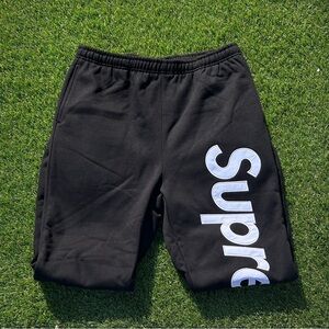Supreme Black Athletic Sweats with White Logo